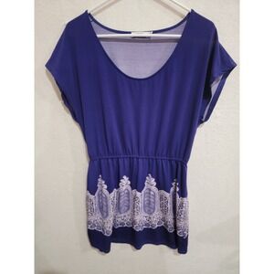 Ricki's Royal Blue Embroidered Hem Mini Dress or Long Tunic Top - Size M